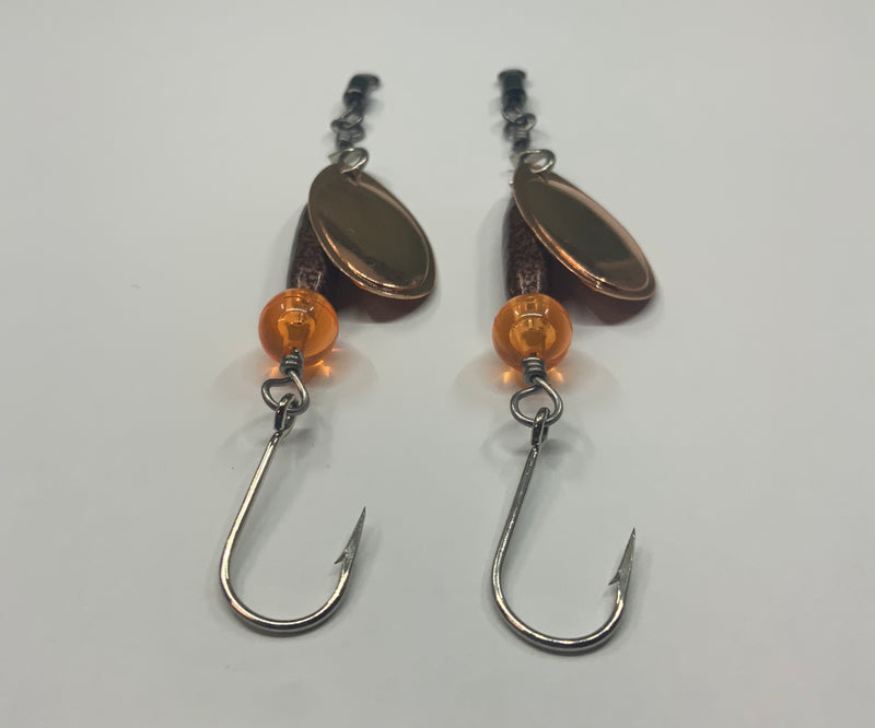 1/8oz Mini Copper Miner Rippers, (2 Pack), 10$, Spin-X Designs Tackle, Trout Spinners