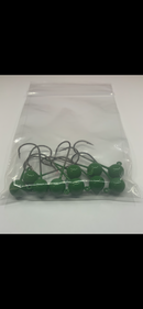 (10) 1/8oz Forest Green Jig Heads, Mustad 2X Ultra Point Hooks, Spin-X Designs Tackle