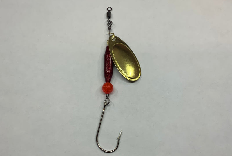 1/4oz Red Glittery Ripper, $5.75, Spin-X Designs Tackle, Steelhead Spinner