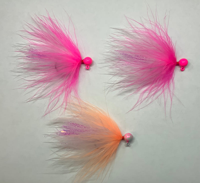 1/8oz, (3) Shrimp Hair Jigs, 16.50$, Spin-X Designs Tackle