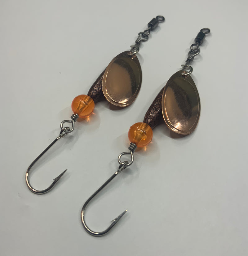 1/8oz Mini Copper Miner Rippers, (2 Pack), 10$, Spin-X Designs Tackle, Trout Spinners