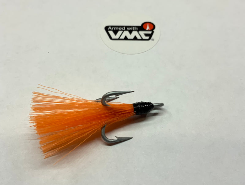 #4 4X VMC Permasteel Treble Hook, Orange Bucktail