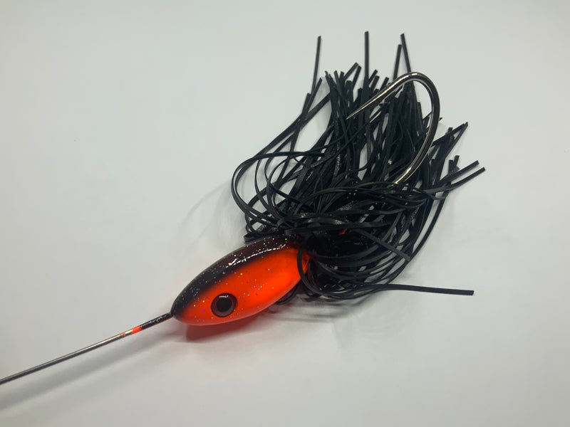 3oz, Orange / Black / Glitter, Musky/Pike Spinnerbait, 16.50$