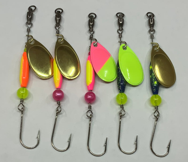 3/16oz, Custom Trout Spinners, 30.00$, 5 Pack, Premium, Spin-X Designs