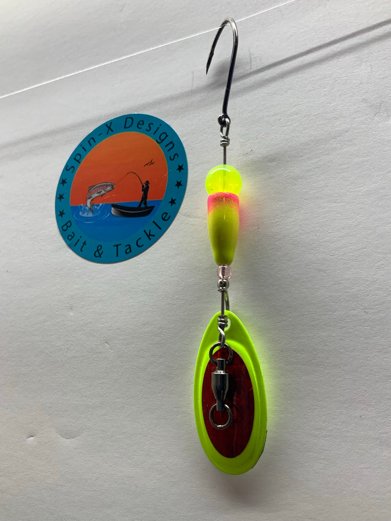 (1/4 oz) 6.50$, Premium Nuclear Lemonade V2, Rugged River Lure Edition, Spin-X Designs Tackle, Fishing Lure