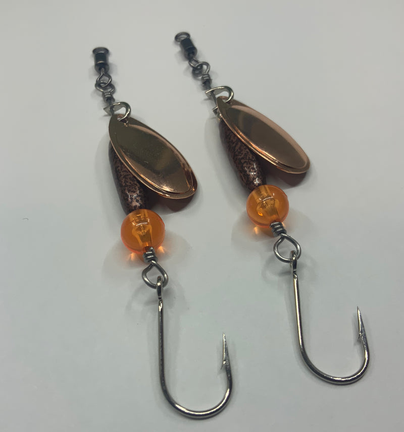 1/8oz Mini Copper Miner Rippers, (2 Pack), 10$, Spin-X Designs Tackle, Trout Spinners