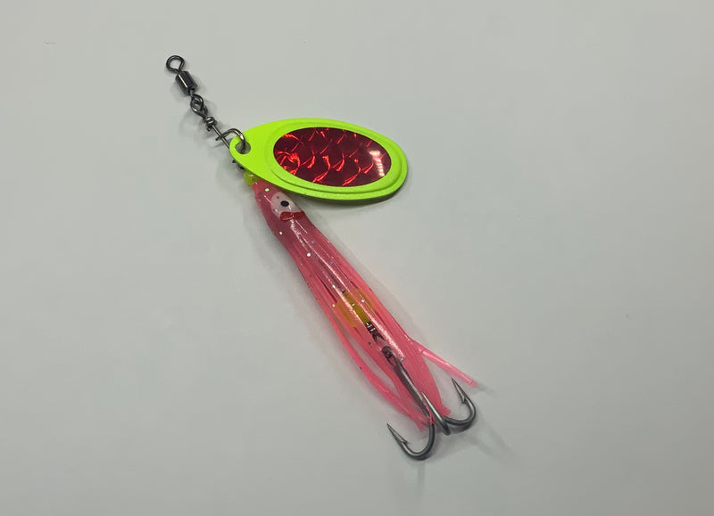 1/4oz Cotton Candy River Witch, $6.25, Casting/Trolling Hoochie, Spin-X Designs Tackle, Fishing Lure