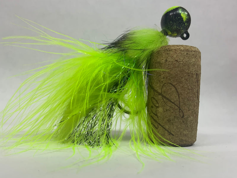 1/2oz Bumblebee Twitching Jig, $6.50, 4/0 VMC Hook, Salmon Jig