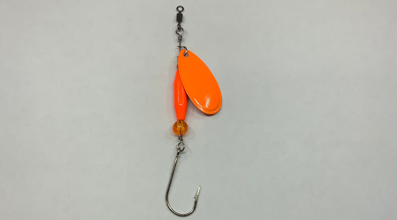 1/4oz Orange Overload Ripper, $5.75, Spin-X Designs Tackle, Spinner