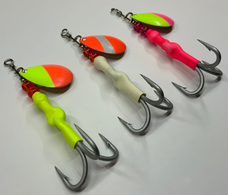 3.5, (3 Pack) Salmon Trolling Spinners, $22.50, Spin-X Designs Tackle