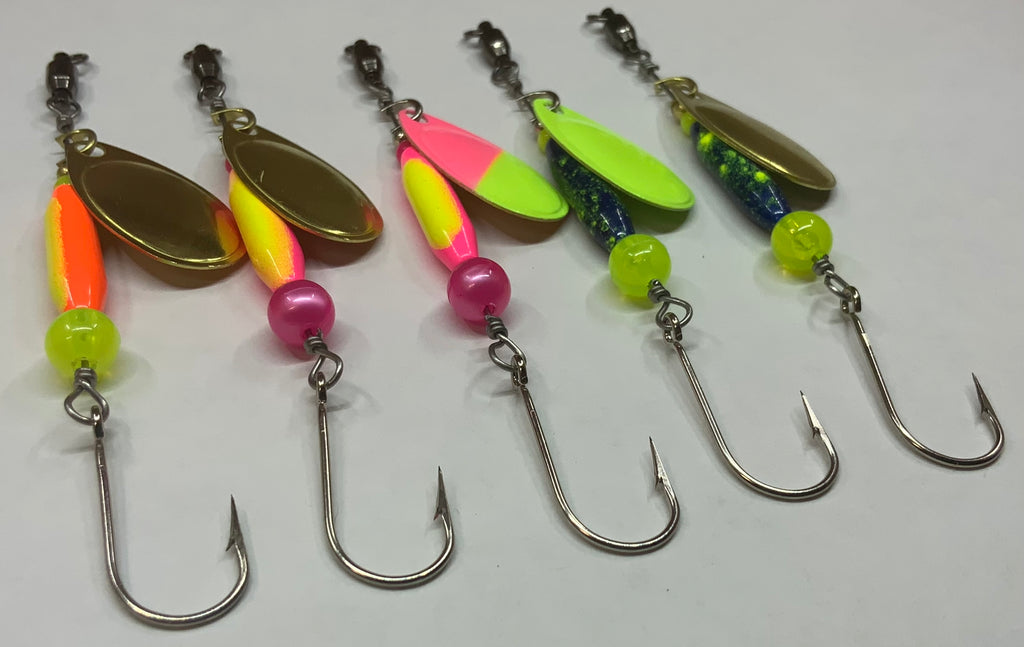 3/16oz, Custom Trout Spinners, 30.00$, 5 Pack, Premium, Spin-X Designs