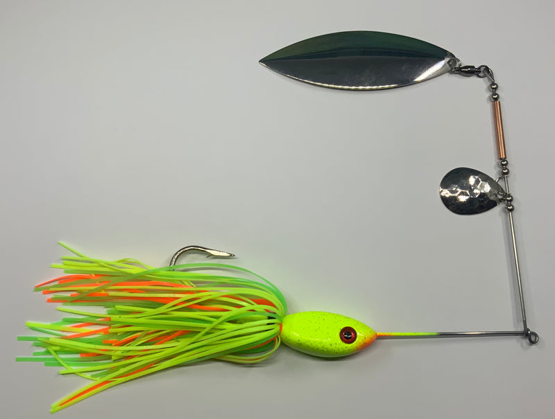 3oz, Chartreuse / Firetiger Spinnerbait,16.50$, Musky/Pike