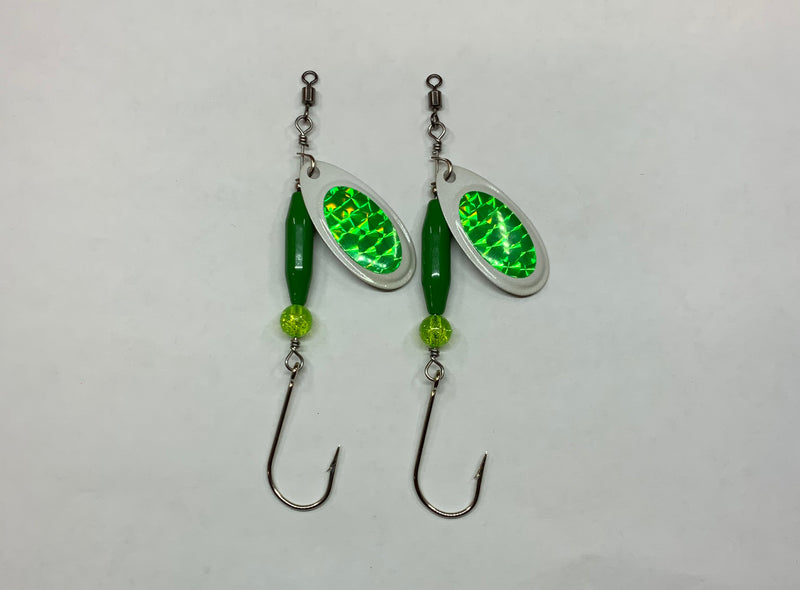 1/4oz, (2) Pack, Wintergreen Rippers 🌲, $12.00, Spin-X Designs Tackle, Salmon/Steelhead Spinners