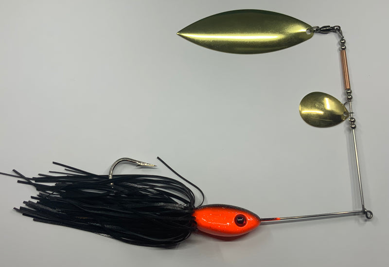 3oz, Orange / Black / Glitter, Musky/Pike Spinnerbait, 16.50$