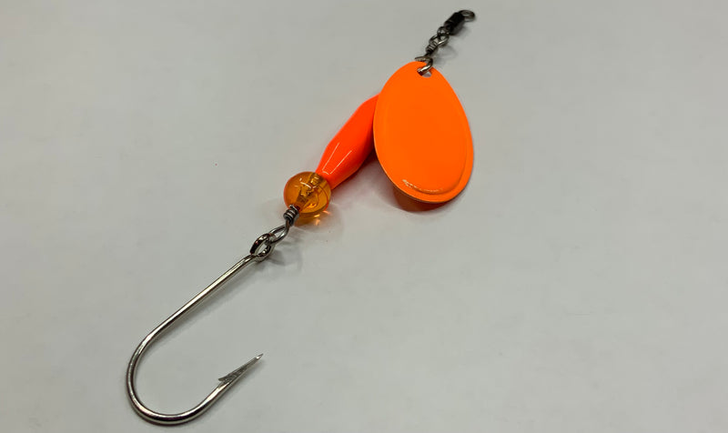 1/4oz Orange Overload Ripper, $5.75, Spin-X Designs Tackle, Spinner