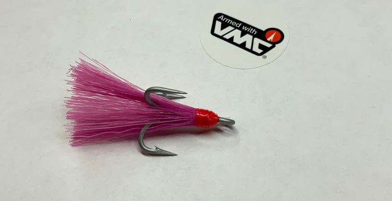 #4 4X VMC Permasteel Treble Hook, Pink Bucktail