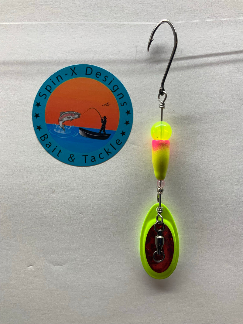 (1/4 oz) 6.50$, Premium Nuclear Lemonade V2, Rugged River Lure Edition, Spin-X Designs Tackle, Fishing Lure